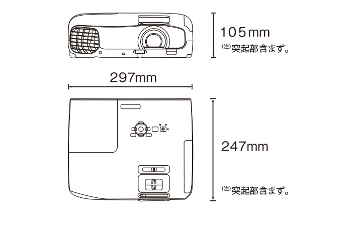 外形寸法（W×D×H）突起部含まず