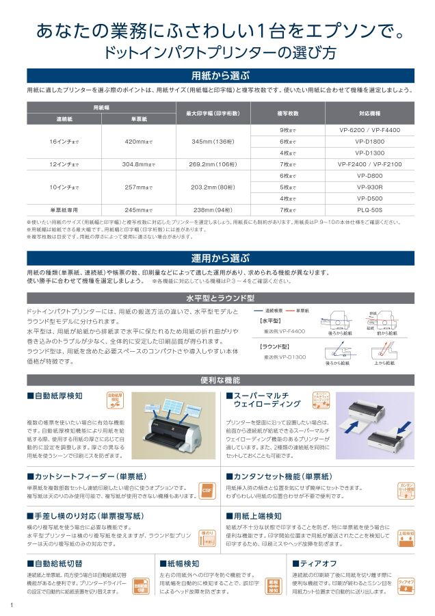 ドットインパクトプリンター総合カタログ