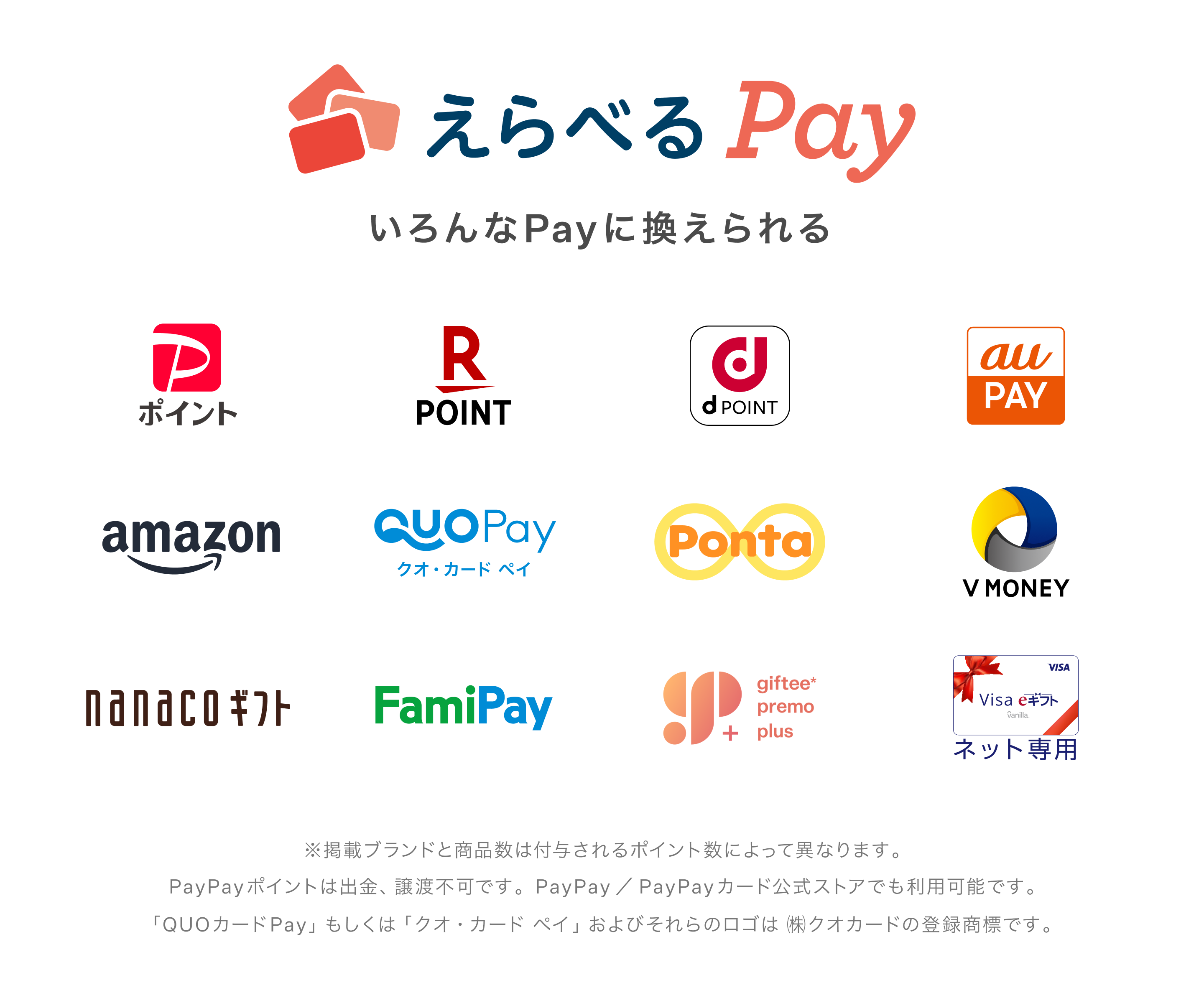 えらべるPay いろんなPayに換えられる