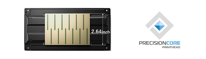 2.64 インチヘッド イメージ図　PRECISION CORE PRINTHEAD ロゴ